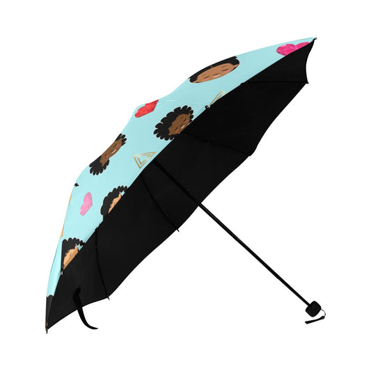 Love Drops Anti-UV Foldable Compact Umbrella (Blue)