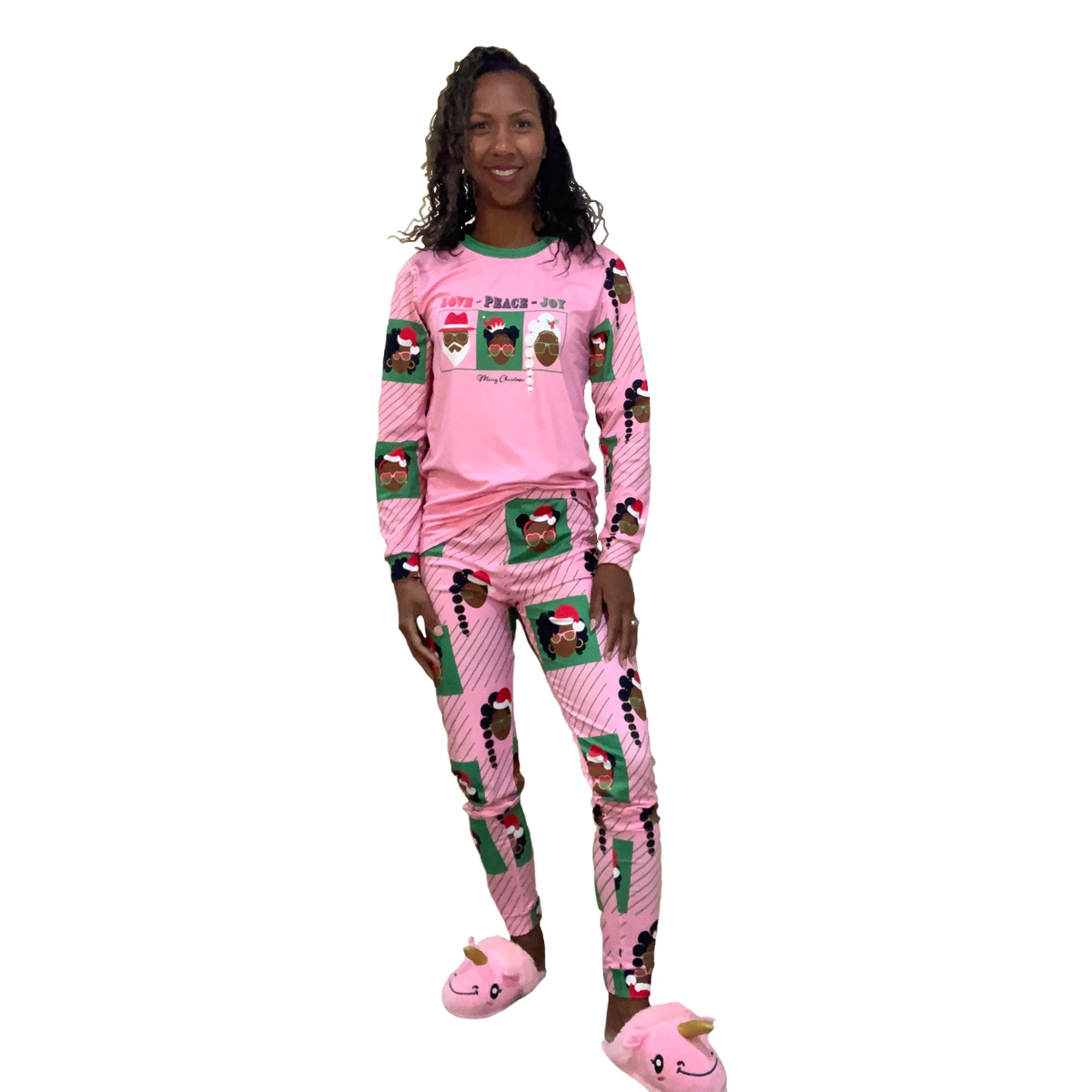 Santa Mrs. Claus and She Elf Pajamas pink GoGoGabby