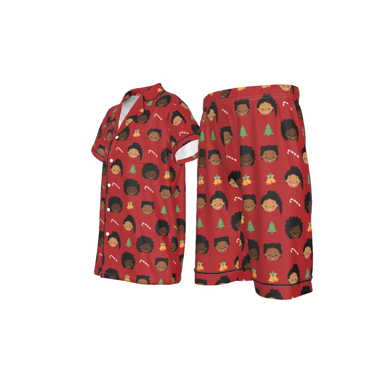 She’s Ready for Christmas satin pajama set for girls (red)