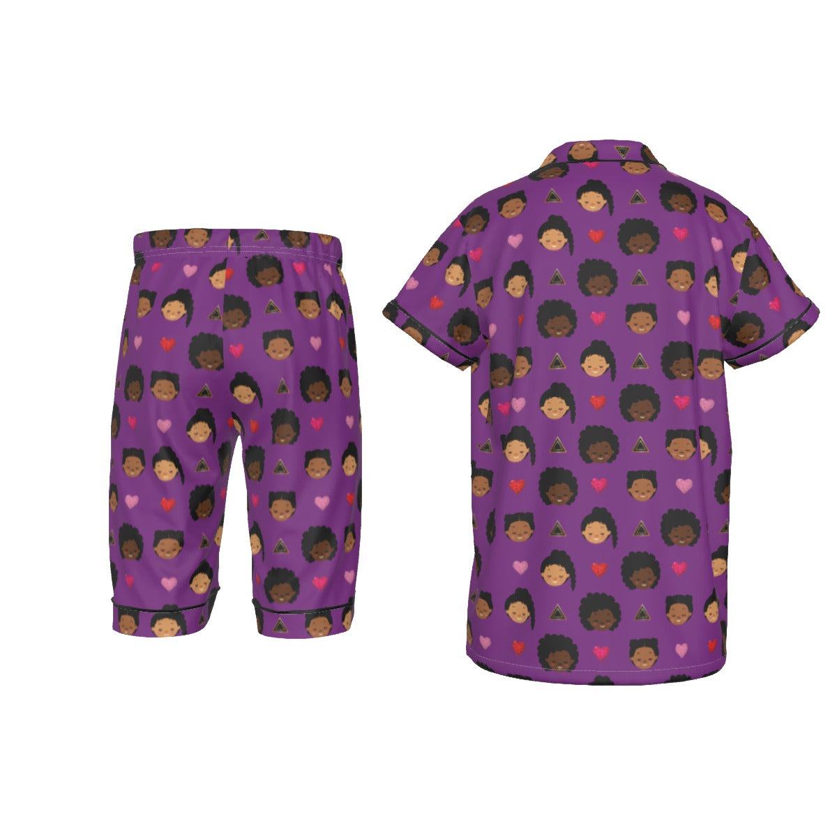 Love Me (Violet) All-Over Print Kid's Satin Short Pajamas