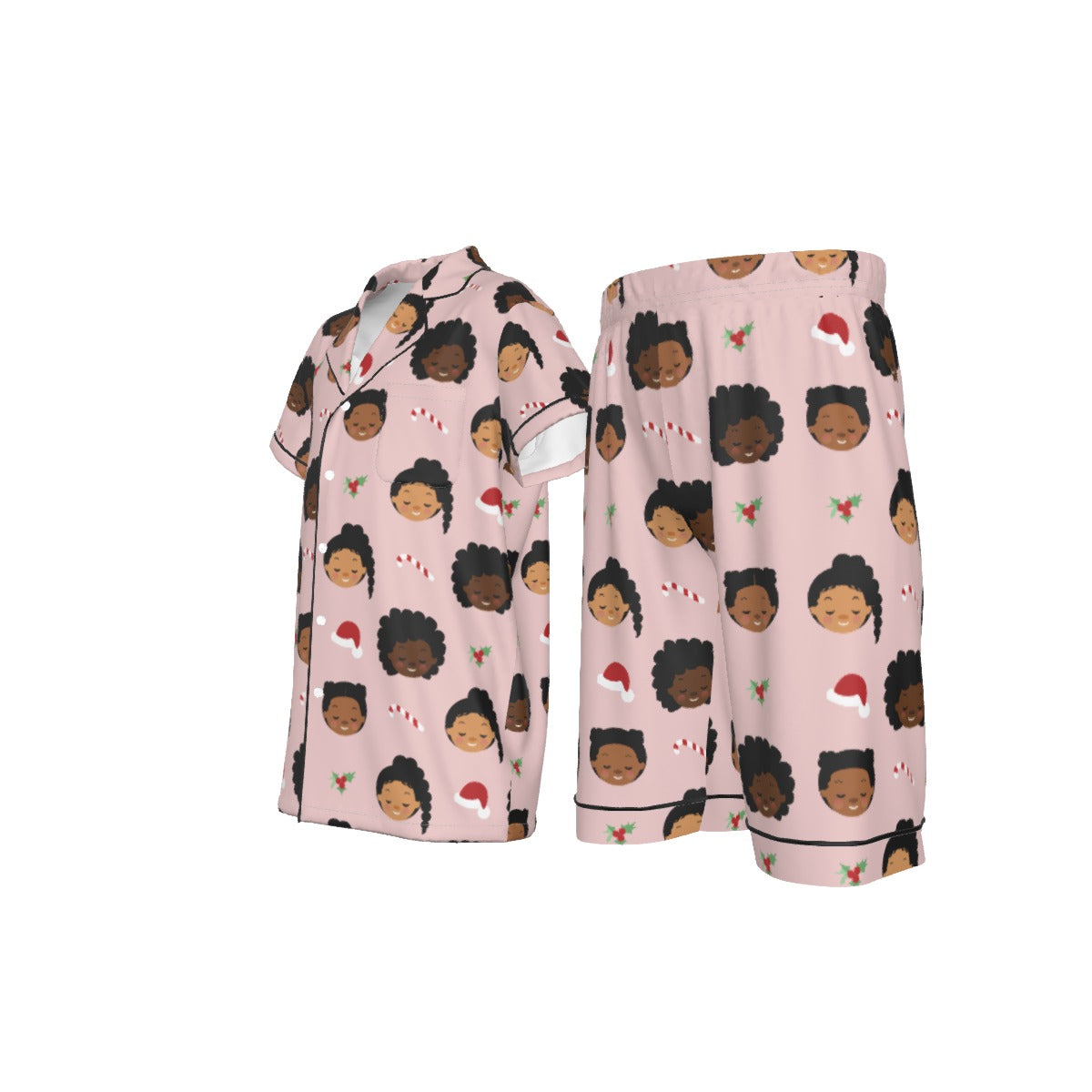 She’s Ready for Christmas satin pajama set for girls (pink)