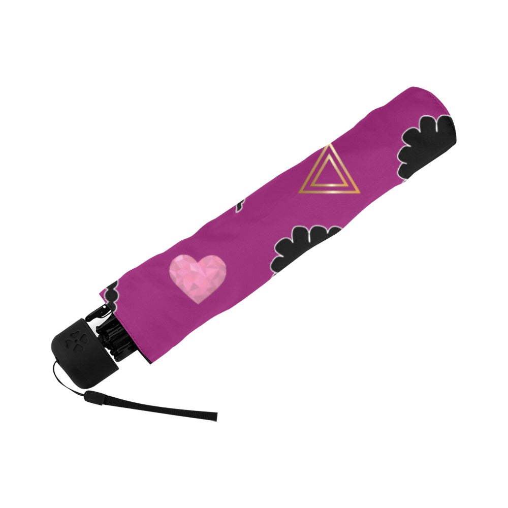Love Drops Anti-UV Foldable Compact Umbrella(Purple)