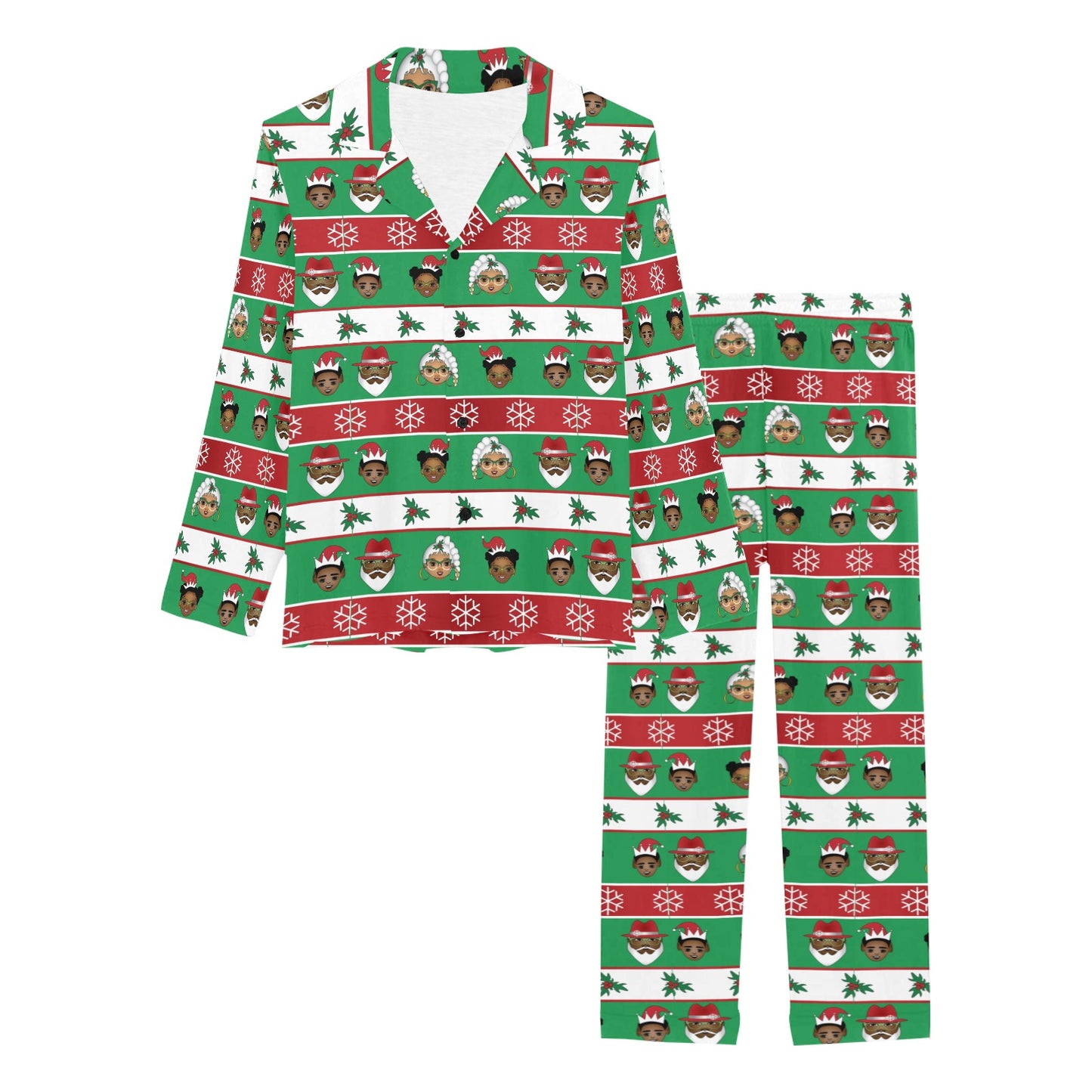 Classic Christmas Long Sleeve 2 Piece PJs (Women) Women's Long Pajama Set(ModelSets 02)