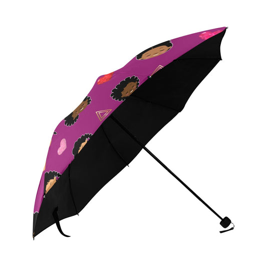 Love Drops Anti-UV Foldable Compact Umbrella(Purple)