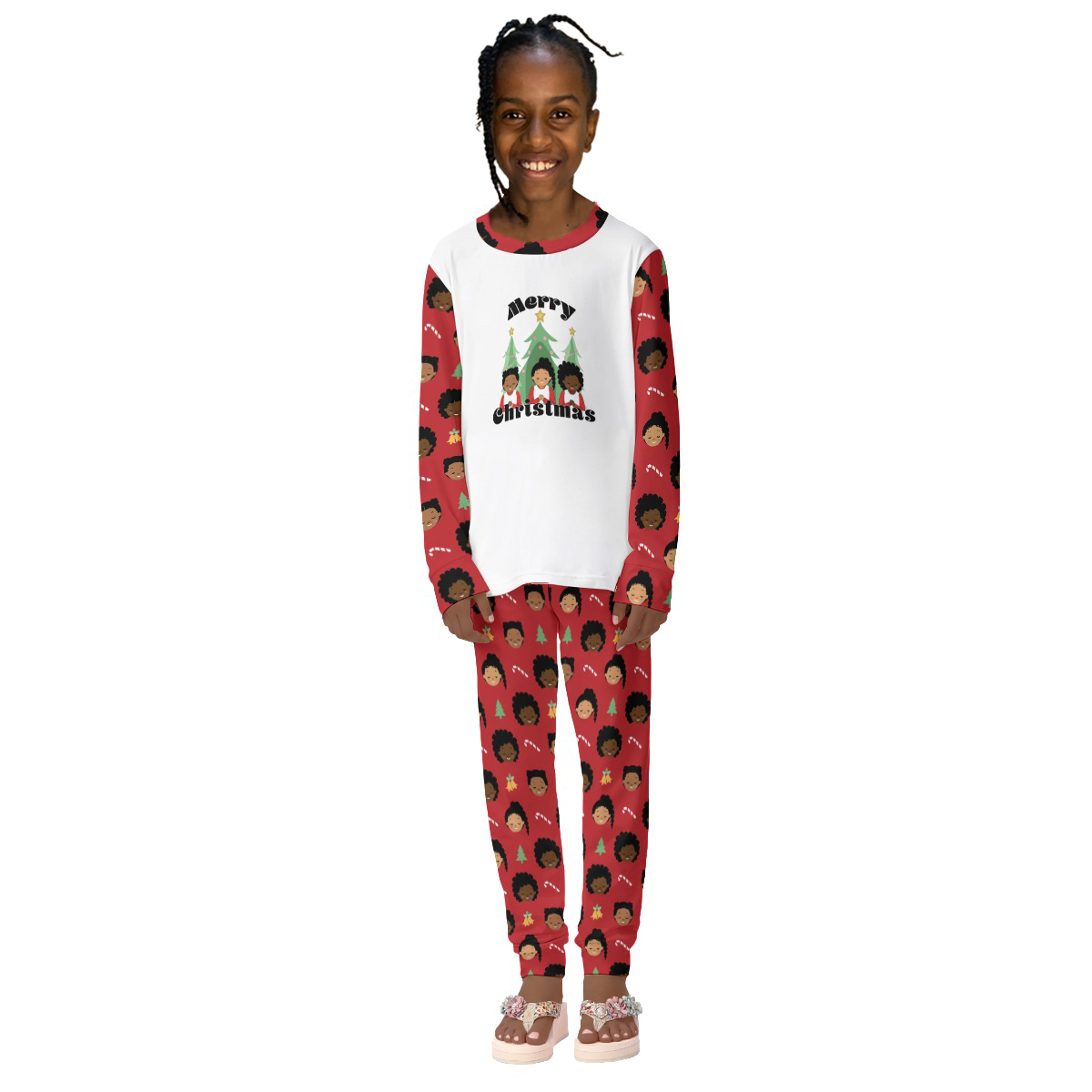 She’s Ready for Christmas pajama set for girls (red)