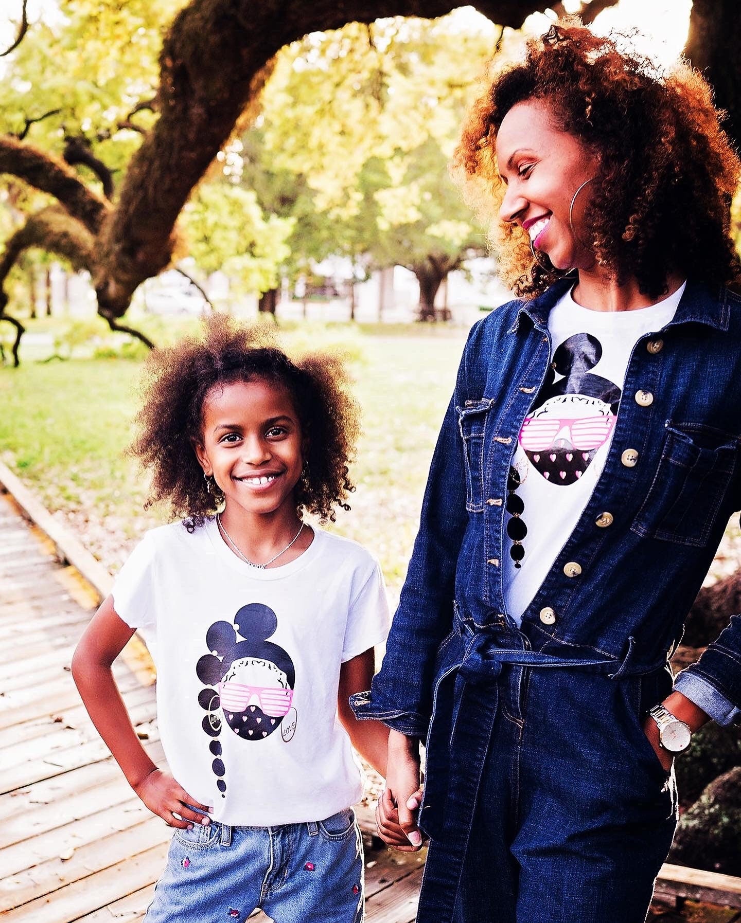 Mommy and me, bubble braid, puff ponytail, Afrocentric shirt for women and girls