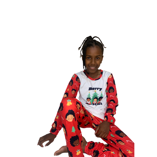 She’s Ready for Christmas pajama set for girls (red)